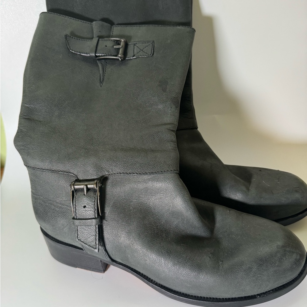 Cole Haan Nike Air Leora Black Leather Moto Boot Size 10
